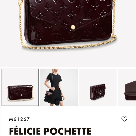 Brand New Felicie Pochette Vernis leather in Amaranth includes both inserts! - Picture 7 of 10